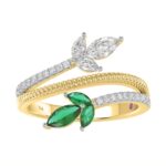 14K YELLOW GOLD 1CT ROUND/MARQUISE DIAMOND LADIES FASHION RING