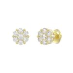 14K YELLOW GOLD 3/4CT ROUND DIAMOND LADIES FLOWER EARRINGS - Image 3