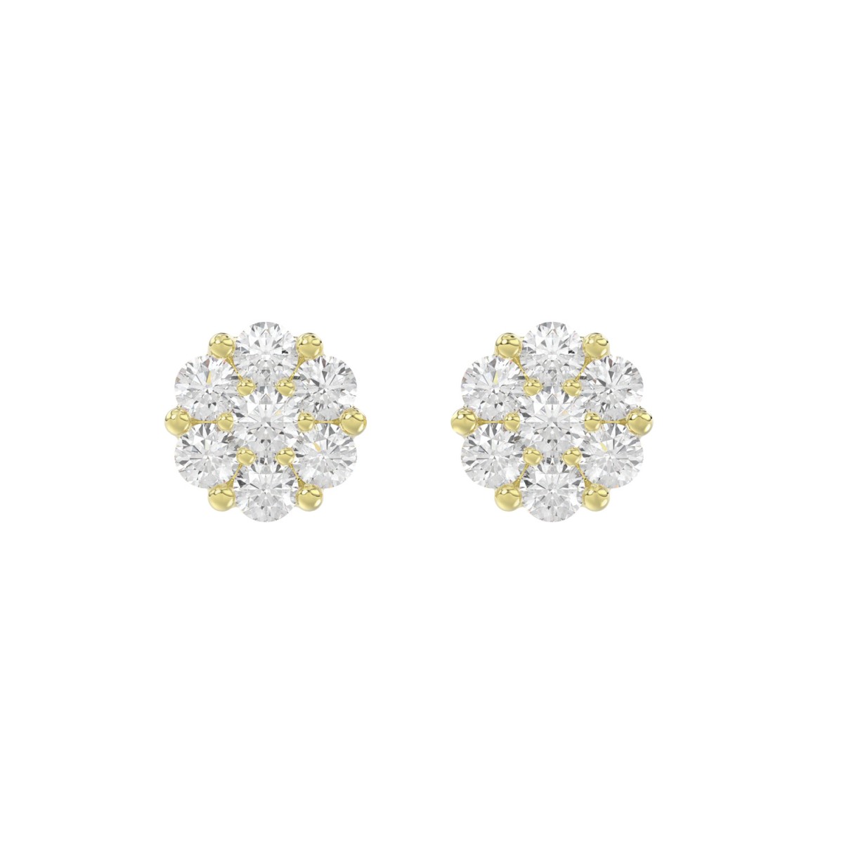 19223602_VA15423Y-14K-1201x1201.jpg 14K YELLOW GOLD 3/4CT ROUND DIAMOND LADIES FLOWER EARRINGS - Image 1