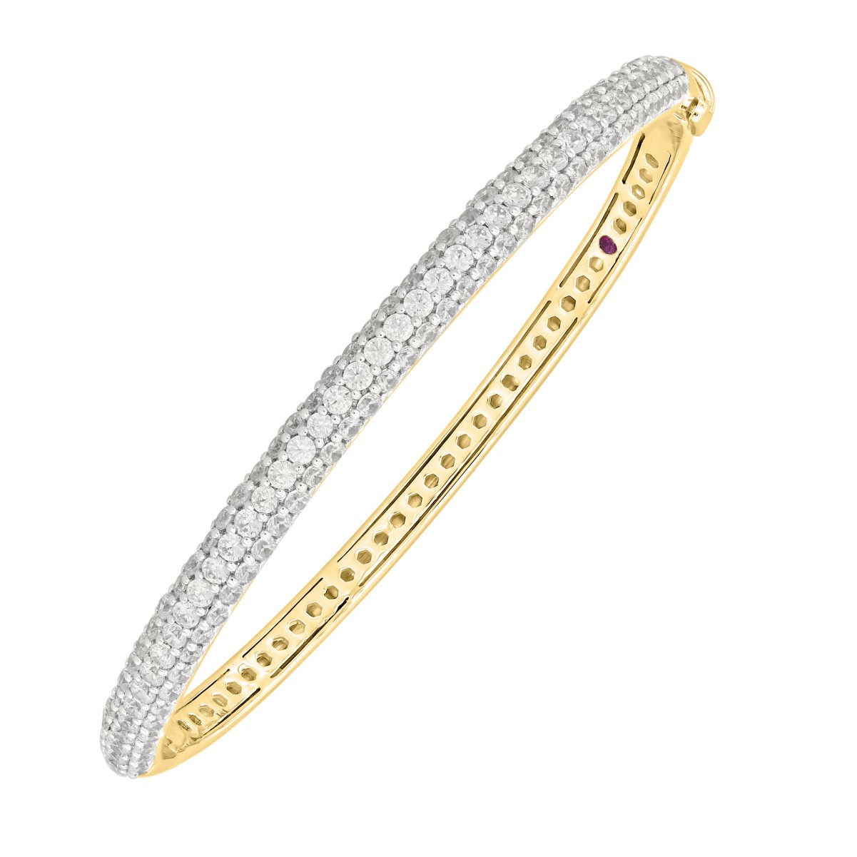 19223610_VA18205Y-1201x1201.jpg 14K YELLOW GOLD 3CT ROUND DIAMOND LADIES BANGLE - Image 1