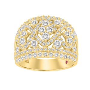 14K YELLOW GOLD 3CT ROUND DIAMOND LADIES FASHION RING