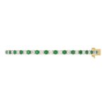 14K YELLOW GOLD 5 1/3CT ROUND/EMERALD DIAMOND LADIES BRACELET(COLOR STONE GREEN EMERALD DIAMOND 2 3/4CT) - Image 2