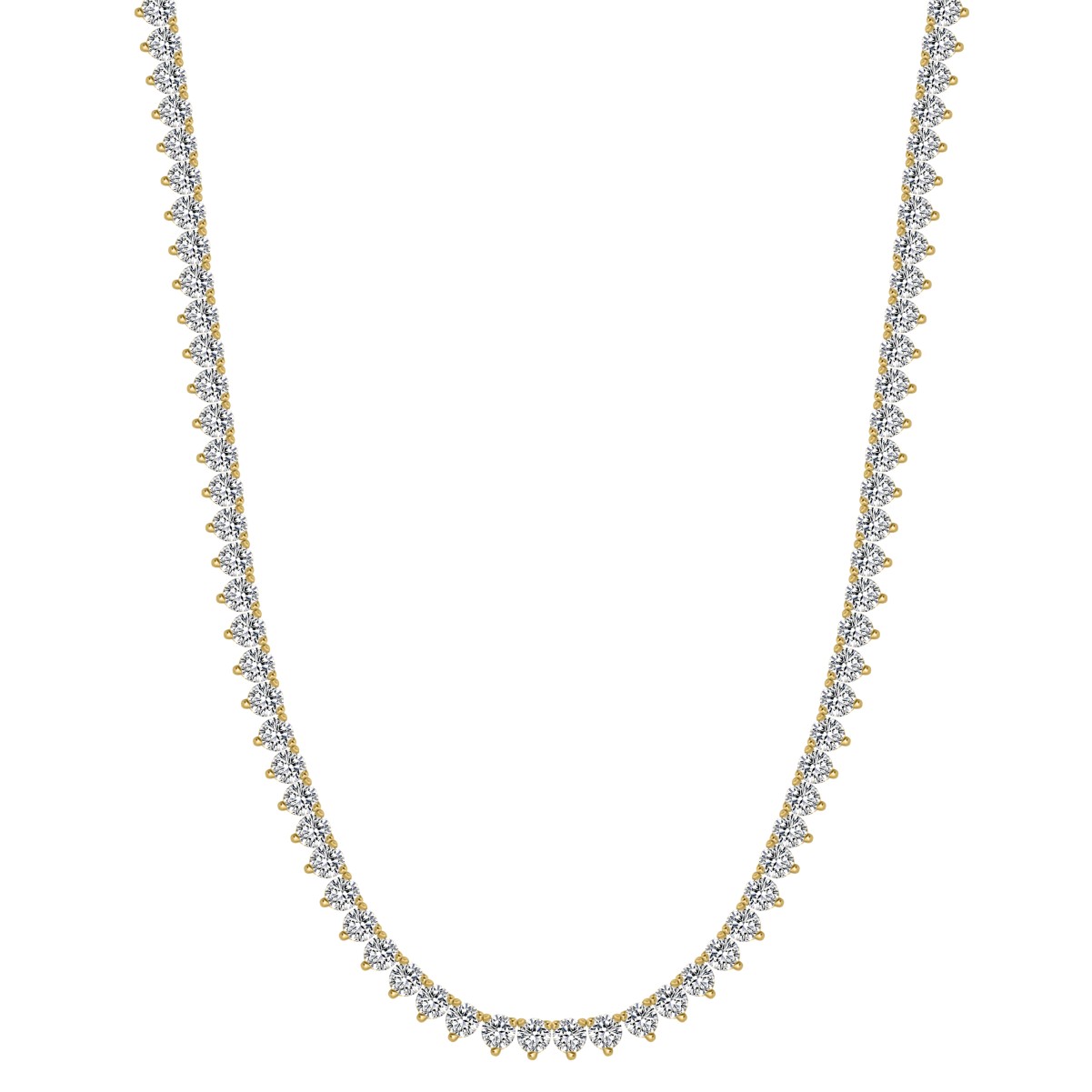 19223624_VA18287Y-1201x1201.jpg 14K YELLOW GOLD 9CT ROUND DIAMOND LADIES TENNIES NECKLACE - Image 1