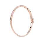 18K ROSE GOLD 1/2CT ROUND DIAMOND LADIES BANGLE (AURORA PINK ENAMEL) - Image 3