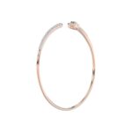 18K ROSE GOLD 1/2CT ROUND/BAGUETTE DIAMOND LADIES BANGLE (AURORA PINK ENAMEL) - Image 3