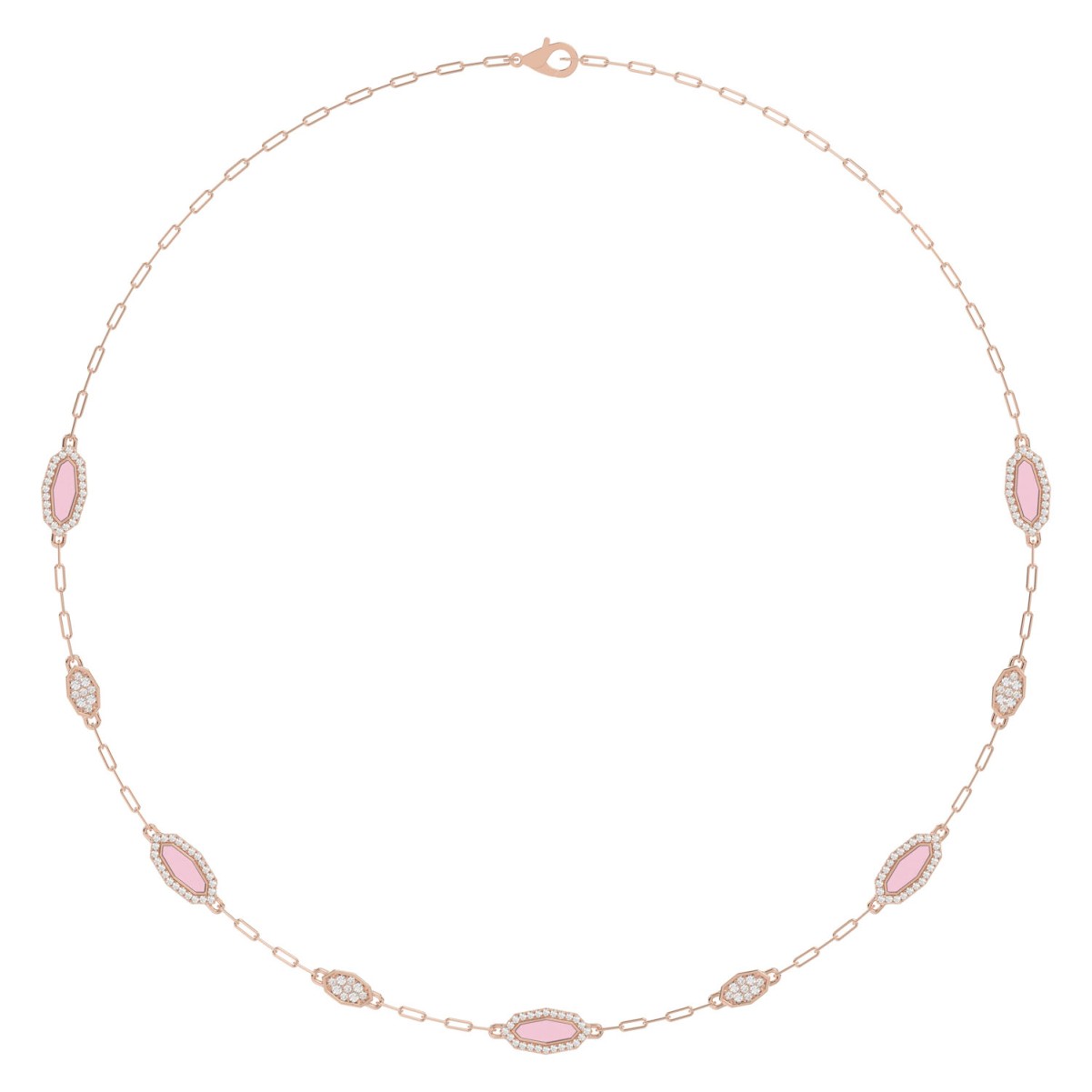 19223640_VA23772R-PNK-1201x1201.jpg 18K ROSE GOLD 3/4CT ROUND DIAMOND LADIES NECKLACE (AURORA PINK ENAMEL) - Image 1