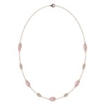 18K ROSE GOLD 3/4CT ROUND DIAMOND LADIES NECKLACE (AURORA PINK ENAMEL) - Image 3