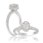 18K WHITE GOLD 1 1/4CT ROUND/OVAL DIAMOND LADIES RING(CENTER STONE OVAL DIAMOND 3/4 CT)