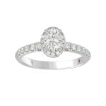 18K WHITE GOLD 1 1/4CT ROUND/OVAL DIAMOND LADIES RING(CENTER STONE OVAL DIAMOND 3/4 CT) - Image 3