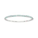 18K WHITE GOLD 1/2CT ROUND DIAMOND LADIES BANGLE (CELESTE BLUE ENAMEL)