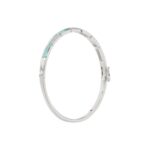 18K WHITE GOLD 1/2CT ROUND DIAMOND LADIES BANGLE (CELESTE BLUE ENAMEL) - Image 4