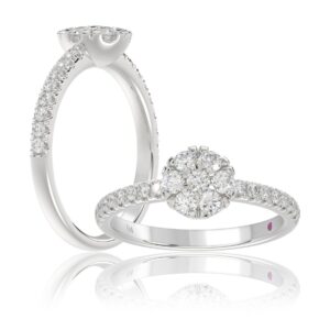 18K WHITE GOLD 1/2CT ROUND DIAMOND LADIES FASHION RING