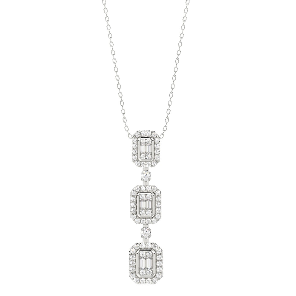 19223698_VA26117W-1201x1201.jpg 18K WHITE GOLD 1/2CT ROUND/BAGUETTE DIAMOND LADIES PENDANT WITH CHAIN - Image 1