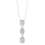 18K WHITE GOLD 1/2CT ROUND/BAGUETTE DIAMOND LADIES PENDANT WITH CHAIN - Image 3