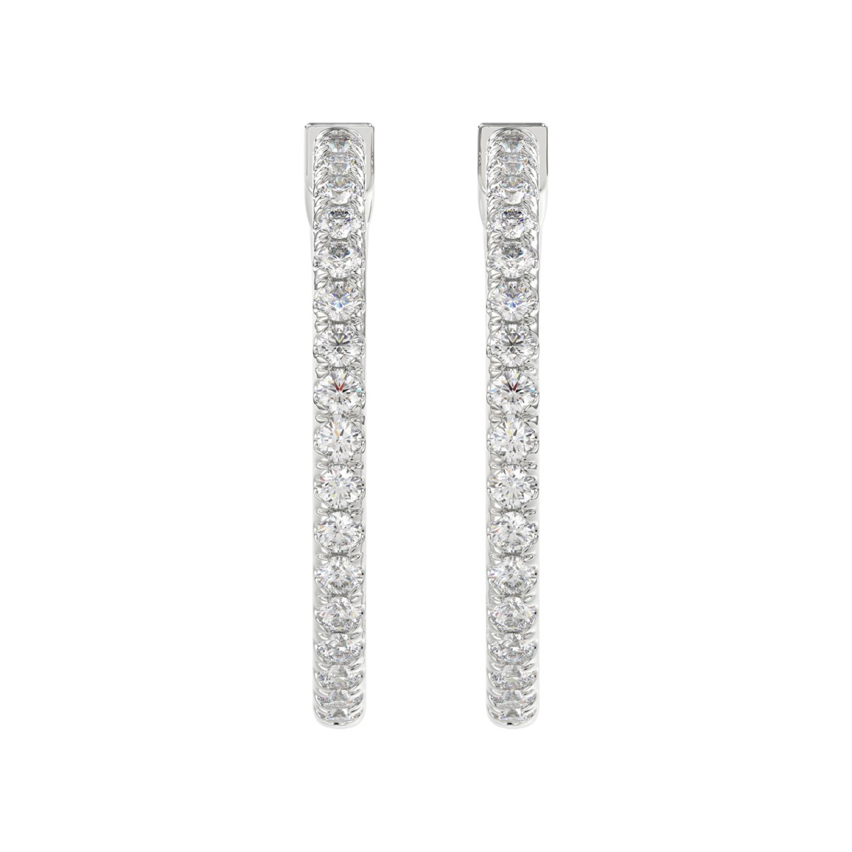 19223765_VA22043W-1201x1201.jpg 18K WHITE GOLD 3CT ROUND DIAMOND LADIES HOOPS EARRINGS - Image 1