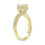 18K YELLOW GOLD 1 1/4CT ROUND/EMERALD DIAMOND LADIES RING(CENTER STONE EMERALD DIAMOND 3/4CT) - Image 2