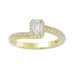 18K YELLOW GOLD 1 1/4CT ROUND/EMERALD DIAMOND LADIES RING(CENTER STONE EMERALD DIAMOND 3/4CT) - Image 3