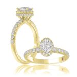 18K YELLOW GOLD 1 1/4CT ROUND/OVAL DIAMOND LADIES RING(CENTER STONE OVAL DIAMOND 3/4 CT)
