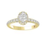 18K YELLOW GOLD 1 1/4CT ROUND/OVAL DIAMOND LADIES RING(CENTER STONE OVAL DIAMOND 3/4 CT) - Image 3
