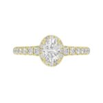 18K YELLOW GOLD 1 1/4CT ROUND/OVAL DIAMOND LADIES RING(CENTER STONE OVAL DIAMOND 3/4 CT) - Image 6