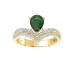 18K YELLOW GOLD 1 1/5CT ROUND/PEAR DIAMOND LADIES FASHION RING( CENTER STONE PEAR DIAMOND 1 CT)