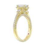 18K YELLOW GOLD 1 3/8CT ROUND/BAGUETTE/EMERALD DIAMOND LADIES RING(CENTER STONE EMERALD DIAMOND 3/4CT) - Image 2