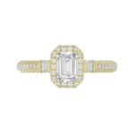 18K YELLOW GOLD 1 3/8CT ROUND/BAGUETTE/EMERALD DIAMOND LADIES RING(CENTER STONE EMERALD DIAMOND 3/4CT) - Image 6