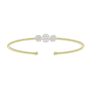 18K YELLOW GOLD 1/2CT ROUND DIAMOND LADIES BANGLE