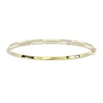18K YELLOW GOLD 1/2CT ROUND DIAMOND LADIES BANGLE (SOFT WHITE ENAMEL)