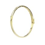 18K YELLOW GOLD 1/2CT ROUND DIAMOND LADIES BANGLE (SOFT WHITE ENAMEL) - Image 3
