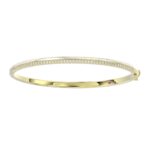 18K YELLOW GOLD 1/2CT ROUND DIAMOND LADIES BANGLE (SOFT WHITE ENAMEL)