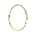 18K YELLOW GOLD 1/2CT ROUND DIAMOND LADIES BANGLE (SOFT WHITE ENAMEL) - Image 3
