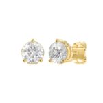 18K YELLOW GOLD 1/3CT ROUND DIAMOND LADIES SOLITAIRE EARRINGS - Image 3