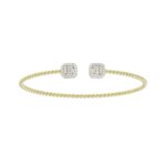 18K YELLOW GOLD 1/3CT ROUND/BAGUETTE DIAMOND LADIES BANGLE