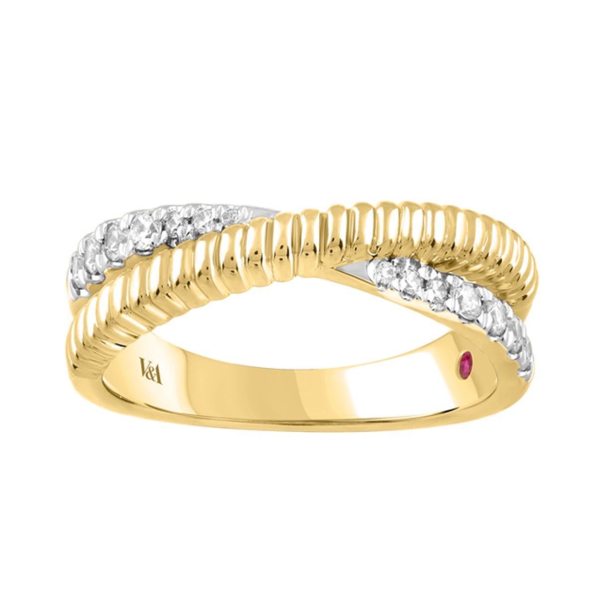 19223847_VA25564Y-1201x1201.jpg 18K YELLOW GOLD 1/4CT ROUND DIAMOND LADIES RING - Image 1