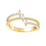 18K YELLOW GOLD 1/4CT ROUND/MARQUISE DIAMOND LADIES RING