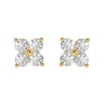 18K YELLOW GOLD 1CT ROUND DIAMOND LADIES EARRINGS