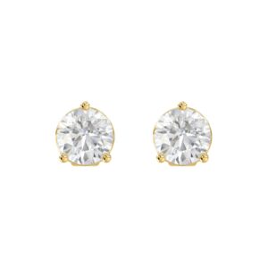 18K YELLOW GOLD 1CT ROUND DIAMOND LADIES SOLITAIRE EARRINGS