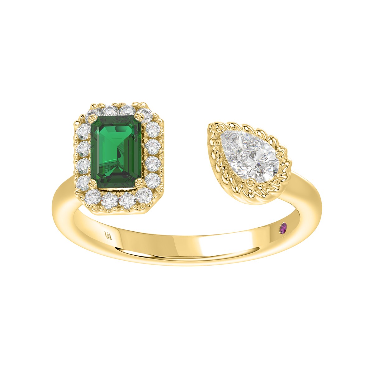 19223870_VA28168Y-1201x1201.jpg 18K YELLOW GOLD 1CT ROUND/EMERALD/PEAR DIAMOND LADIES RING(COLOR STONE PEAR DIAMOND 1/4CT) - Image 1