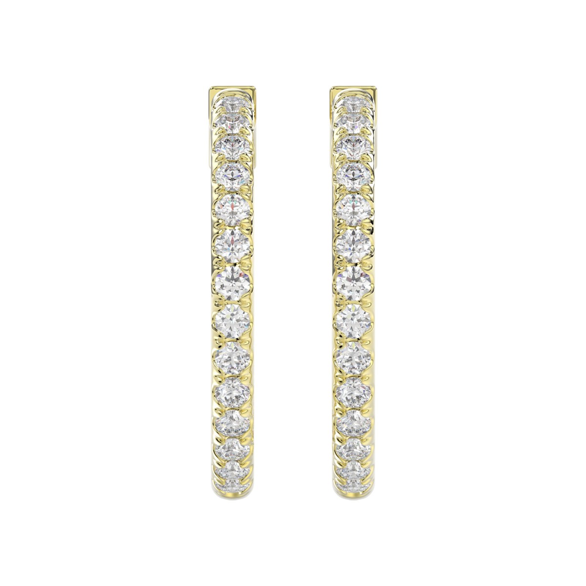 19223873_VA22033Y-1201x1201.jpg 18K YELLOW GOLD 2CT ROUND DIAMOND LADIES HOOPS EARRINGS - Image 1