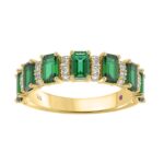 18K YELLOW GOLD 2CT ROUND/EMERALD DIAMOND LADIES BAND(COLOR STONE GREEN EMERALD DIAMOND 1 7/8CT)