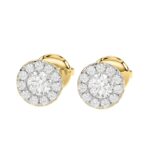 18K YELLOW GOLD 5/8CT ROUND DIAMOND LADIES EARRINGS - Image 3