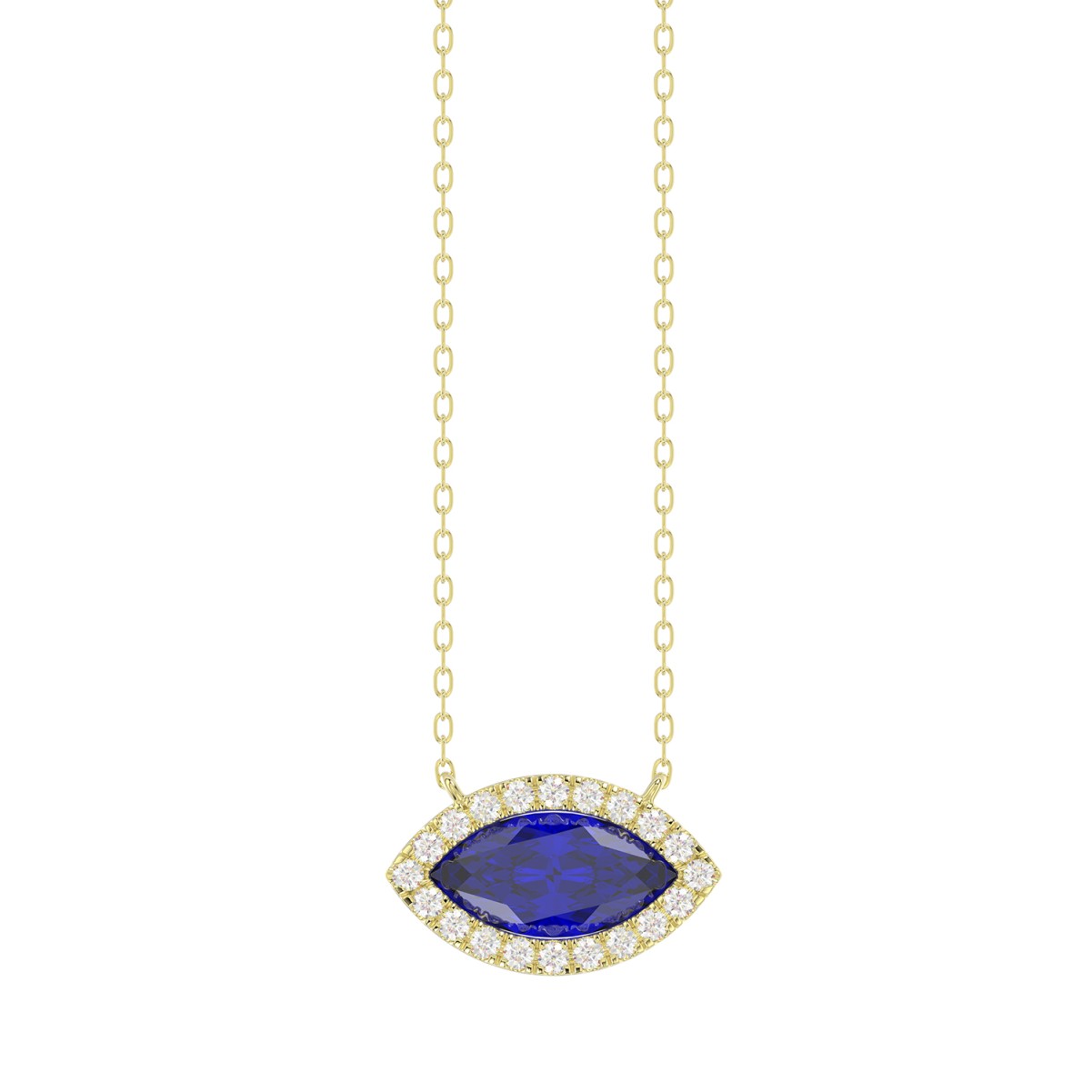 19223894_VA23415Y-1201x1201.jpg 18K YELLOW GOLD 7/8CT ROUND/MARQUISE DIAMOND LADIES NECKLACE(COLOR STONE MARQUISE SAPPHIRE DIAMOND 3/4CT) - Image 1