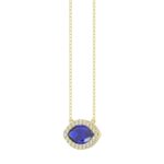 18K YELLOW GOLD 7/8CT ROUND/MARQUISE DIAMOND LADIES NECKLACE(COLOR STONE MARQUISE SAPPHIRE DIAMOND 3/4CT) - Image 2