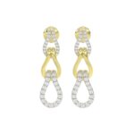 STERLING SILVER YELLOW 1/2CT ROUND DIAMOND LADIES EARRINGS