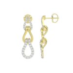 STERLING SILVER YELLOW 1/2CT ROUND DIAMOND LADIES EARRINGS - Image 2