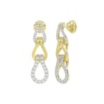 STERLING SILVER YELLOW 1/2CT ROUND DIAMOND LADIES EARRINGS - Image 3