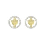 STERLING SILVER YELLOW 1/4CT ROUND DIAMOND LADIES EARRINGS