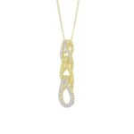 STERLING SILVER YELLOW 1/4CT ROUND DIAMOND LADIES PENDANT WITH CHAIN - Image 2