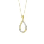 STERLING SILVER YELLOW 1/4CT ROUND DIAMOND LADIES PENDANT WITH CHAIN - Image 2